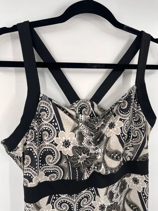 PRANA Women's Black Geo Floral Shelf Bra Stretch Strap Dress XL - Picture 2 of 6